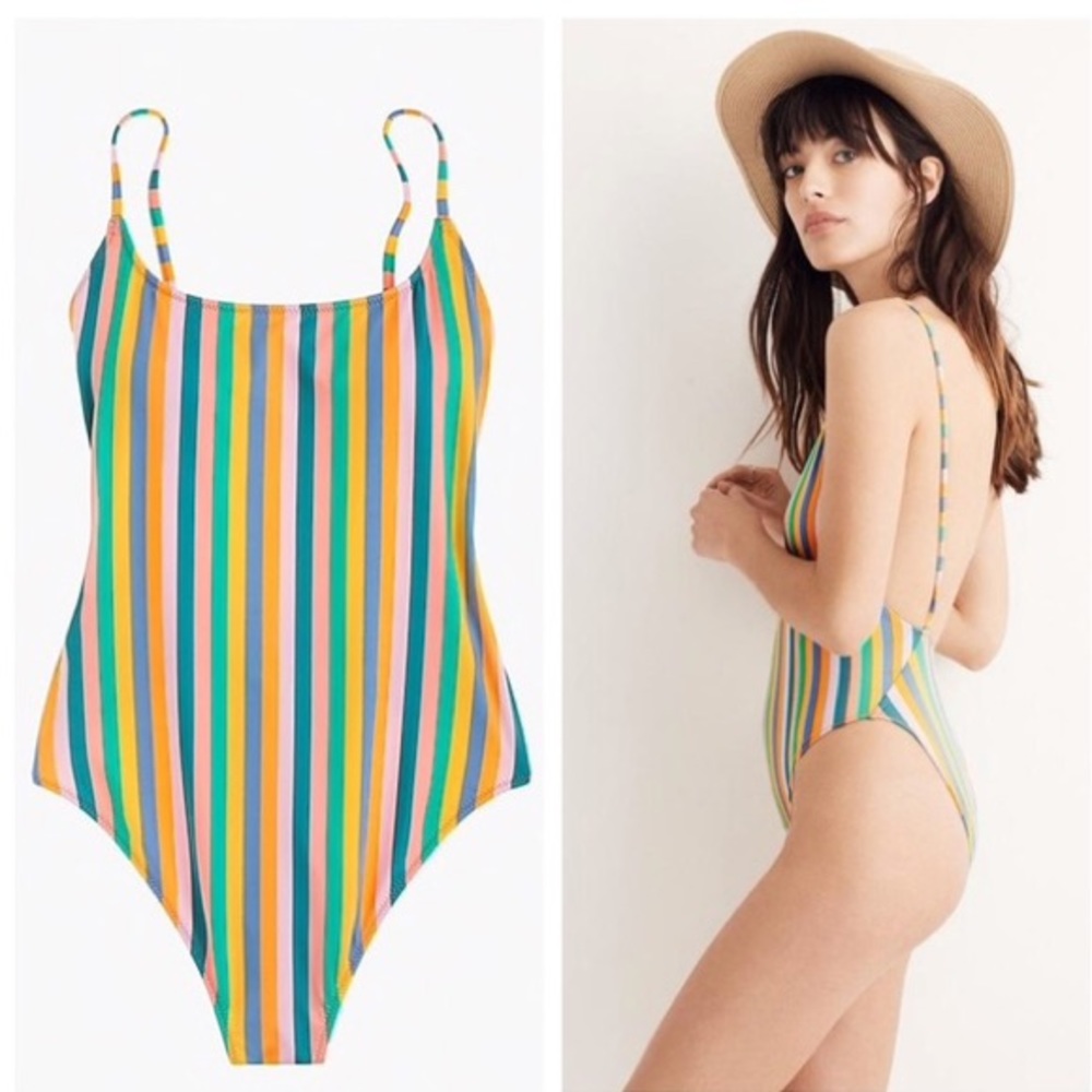 Striped J.Crew Scoopback One-Piece Swimsuit